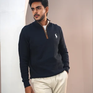 PREMIUM MEN'S SHORT ZIPPER LONG SLEEVE SWEATER